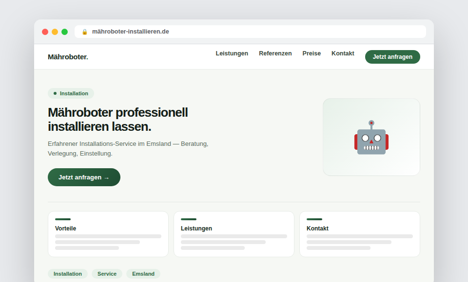 Lokales SEO-Projekt für Mähroboter Installation